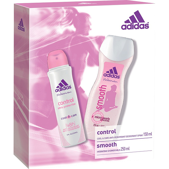 Adidas Control Antitranspirant Deodorant Spray für Frauen 150 ml + Smooth Duschgel 250 ml, Kosmetikset
