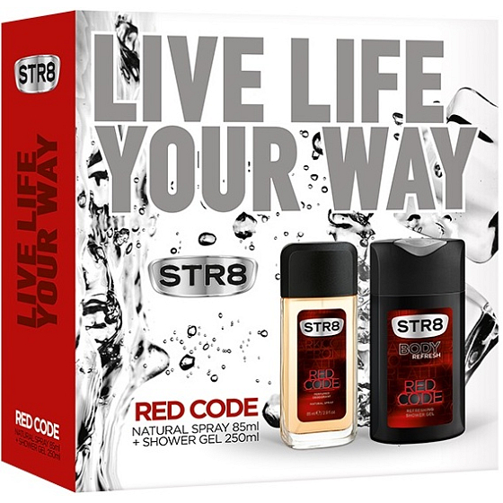 Str8 Red Code parfümiertes Deodorantglas für Männer 85 ml + Duschgel 250 ml, Kosmetikset
