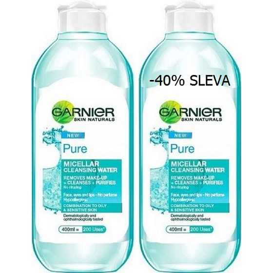 Garnier Skin Naturals Pure All In One Mizellenwasser für Mischhaut bis fettige und empfindliche Haut 2 x 400 ml