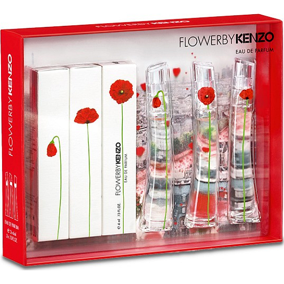 Kenzo Flower von Kenzo parfümiertes Wasser für Frauen 3 x 4 ml, Geschenkset