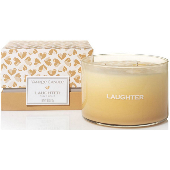 Yankee Candle Laughter Sun Bright - Warmes, nach Sonne duftendes Kerzenglas 3 Dochte 510 g