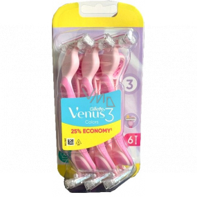 Gillette Venus 3 Farben Komfort Rasierer mit Gleitstreifen Rosa 6 Stück für Frauen