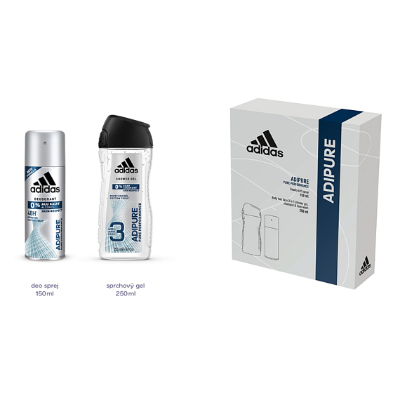 Adidas Adipure Antitranspirant Deodorant Spray für Männer 150 ml + Duschgel 250 ml, Kosmetikset