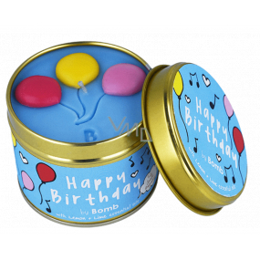 Bomb Cosmetics Happy Birthday - Happy Birthday Duftende natürliche, handgefertigte Kerze in einer Blechdose brennt bis zu 35 Stunden