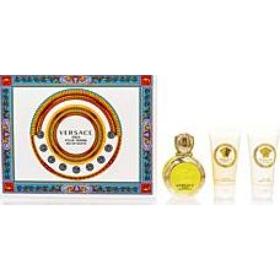Versace Eros pour Femme Eau de Toilette für Frauen 50 ml + Körperlotion 50 ml + Duschgel 50 ml, Geschenkset