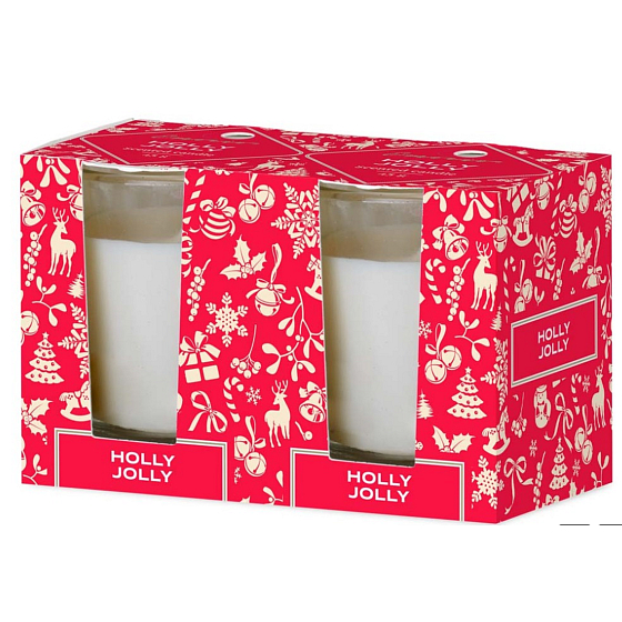 Emocio Enchanted Sparkle Holly Jolly - Stechpalmen-Duftkerze Glas 52 x 65 mm 2 Stück im Karton