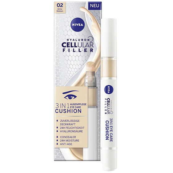 Nivea Hyaluron Cellular Filler Getönte Augencreme im Schwämmchen 02 Medium 4 ml