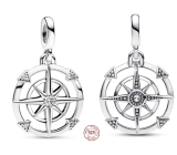 Charms Sterling Silber 925 Kompass - Mini Medaillon mit klarem Zirkonia, Armbandanhänger