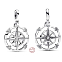 Charms Sterling Silber 925 Kompass - Mini Medaillon mit klarem Zirkonia, Armbandanhänger