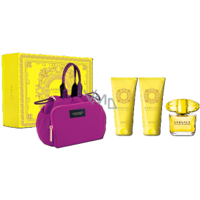 Versace Yellow Diamond Eau de Toilette 90 ml + Duschgel 100 ml + Körperlotion 100 ml + Handtasche, Geschenkset für Frauen