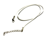 Voskovaná šňůrka bílá s karabinkou délka 45 x 1,5 cm 1 kus