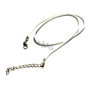 Voskovaná šňůrka bílá s karabinkou délka 45 x 1,5 cm 1 kus