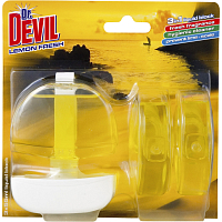 Dr. Devil 3in1 Lemon Fresh flüssiger WC Block, Korb + Nachfüllung 3× 55 ml