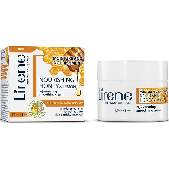 Lirene Honig und Zitrone Hydratisierende, nährende, verjüngende, glättende Tages- und Nachtcreme 50 ml