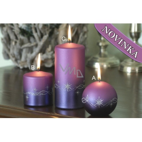 Lima Glitter Sterne Kerze violetten Zylinder 70 x 70 mm 1 Stück