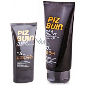 Piz Buin Tan & Protect SPF30 Schutzmilch beschleunigt den Bräunungsprozess 150 ml + SPF15 Radiant Face Cream 40 ml, Duopack