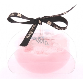 Duftende Verlobungsglycerin-Massageseife mit einem Schwamm, gefüllt mit dem Duft von Lanvin Marry Me Parfüm in weiß-rosa Farbe 200 g