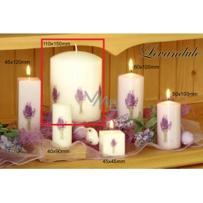 Lima Flower Lavender Duftkerze hellviolett mit Aufkleber Lavendelzylinder 110 x 150 mm 1 Stück