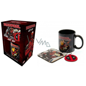 Degen Merch Marvel Deadpool Keramikbecher 315 ml + Schlüsselanhänger + Untersetzer, Geschenkset