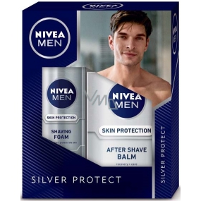 Nivea Men Silver Protect Rasierschaum 200 ml + After Shave Balm 100 ml, Kosmetikset
