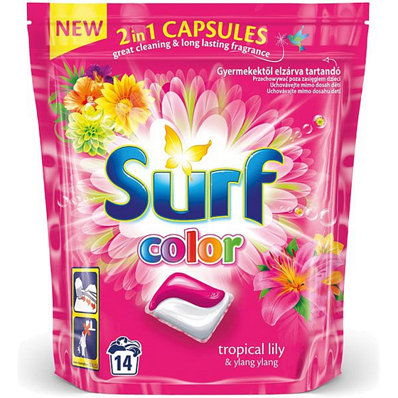 Surf Color Tropical Lily & Ylang Yin 2in1 Kapseln zum Waschen von farbiger Wäsche in 14 Dosen