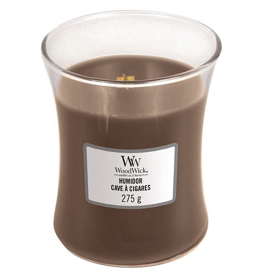 WoodWick Humidor - Zigarrenetui-Duftkerze mit Holzdocht und Deckelglas Medium 275 g