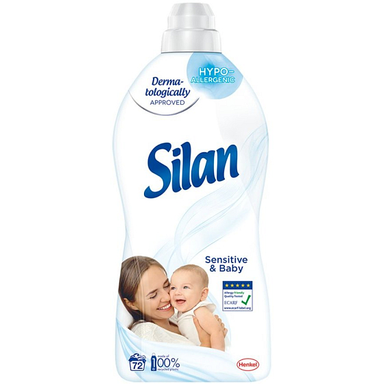 Silan Sensitive & Baby hypoallergener Weichspüler für empfindliche Haut 72 Anwendungen 1,8 l