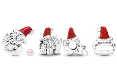 Sterling Silber 925 Weihnachtsmann mit roter Mütze, Weihnachtsarmband Perle