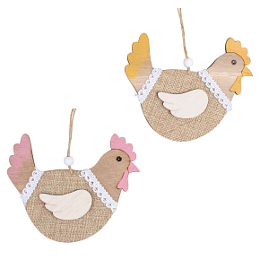 Hölzerne Henne zum Aufhängen 13 cm verschiedene Farben