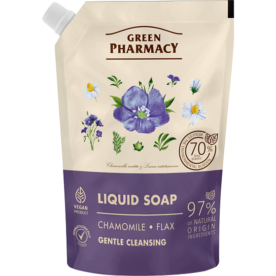 Green Pharmacy Kamille und Leinsamen flüssige Seife Nachfüllung 460 ml