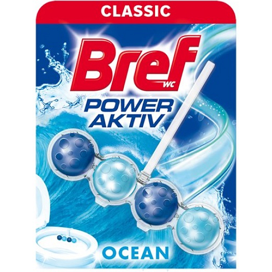 Bref Power Aktiv 4 Formula Ocean Toilettenstein für hygienische Sauberkeit und Frische Ihrer Toilette, färbt das Wasser 50 g