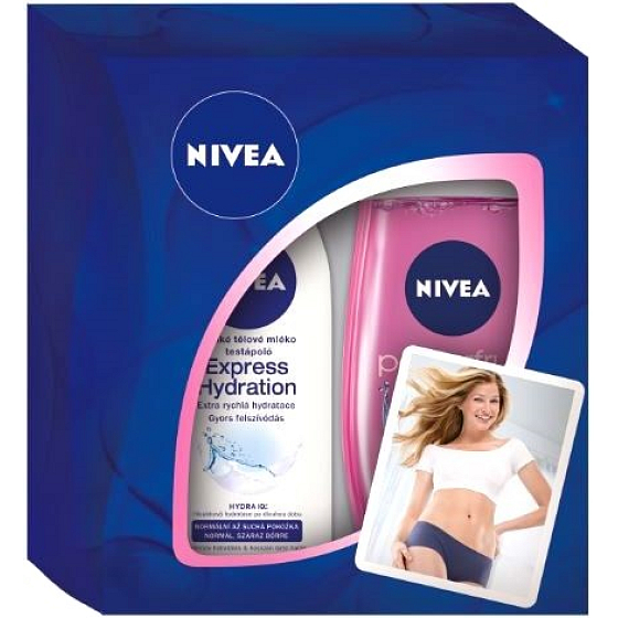 Nivea Hydration Körperlotion Express Hydration 250 ml + Duschgel Powerfruit Delight 250 ml, für Frauen Kosmetikset