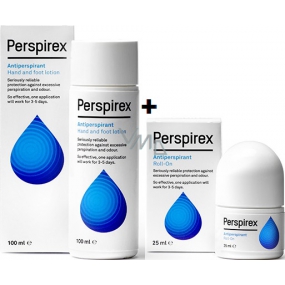 Perspirex Original Lotion Antitranspirant Creme für Hände und Füße Unisex 100 ml + Perspirex Original Lotion Antitranspirant geruchlose Roll-On Unisex 25 ml