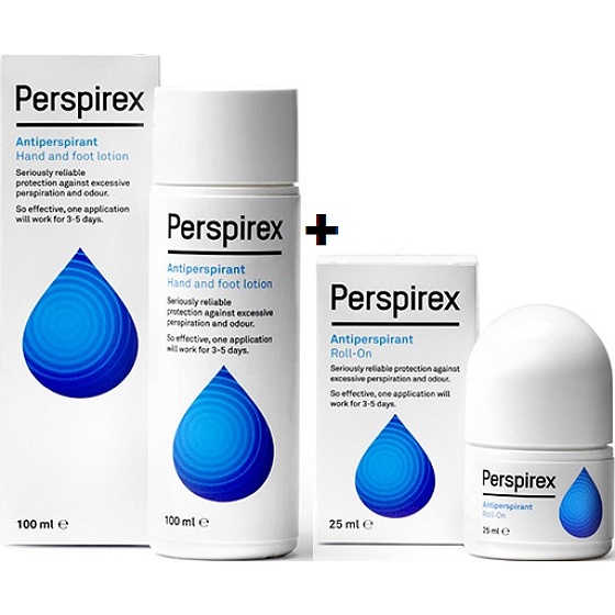 Perspirex Original Lotion Antitranspirant Creme für Hände und Füße Unisex 100 ml + Perspirex Original Lotion Antitranspirant geruchlose Roll-On Unisex 25 ml
