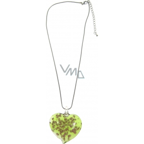 Silberne Halskette mit grünem Glasherz 40 cm