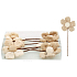 Blumen aus beige-brauner Stoffaussparung 12 cm in einer Schachtel mit 6 Stück