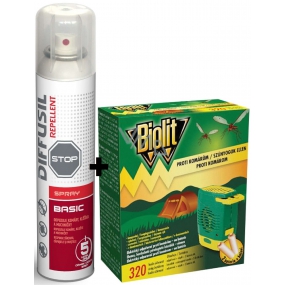 Diffusilschutzmittel Grundabwehrmittel zur Abwehr von Mücken, Zecken und Fliegen fliegen 200 ml + Biolit Anti-Moskito-Elektroverdampfer 1 Stück + Batterie 2 Stück