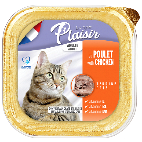 Plaisir Cat Chicken Tablett 100 g