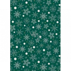 Ditipo Geschenkpapier 70 x 200 cm Weihnachtsgrün Weißgold Schneeflocken