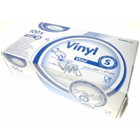Wimex Hygienic Einweg-Vinylpuder-freie weiße Handschuhe, Größe S, Schachtel mit 100 Stück