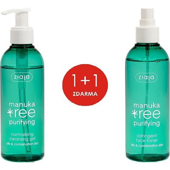 Ziaja Manuka Tree Purifying Cleansing Gel 200 ml + Manuka Tree Purifying Astringent Toner 200 ml, Duopack