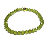 Olivin / Peridot Facettenarmband elastischer Naturstein, Kugel 5 mm / 16 - 17 cm, Stein schützt die menschliche Aura