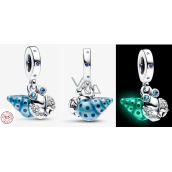 Charm Sterlingsilber 925 Luminozní - Krabbe / Einsiedlerkrebs leuchtend im Dunkeln, Anhänger für Meeresarmband