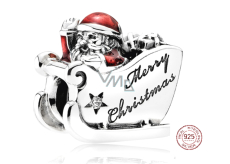 Charm Sterling Silber 925 Santa's Schlitten, Perle für Armband Weihnachten