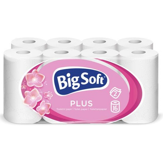 Big Soft Plus 2-lagiges Toilettenpapier, 16 Rollen, 17,6 m Rolle