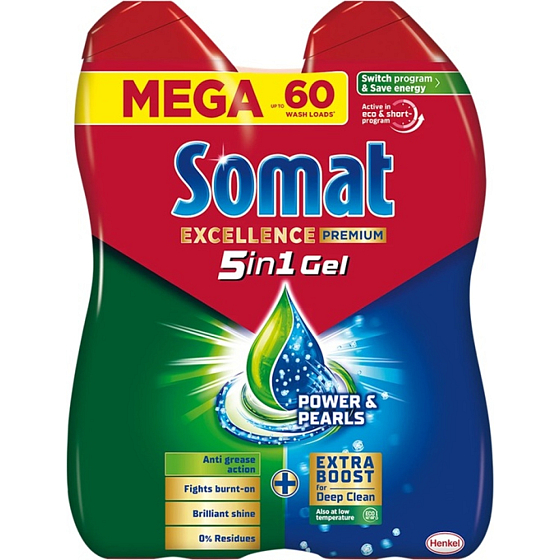 Somat Excellence Premium 5in1 Gel für Geschirrspüler Duo 2 × 540 ml
