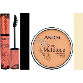 Astor Seduction Codes N2 Volumen & Kurve Mascara schwarz 10,5 ml + Astor Anti Shine Mattitude Powder 001 14 g, Geschenkset
