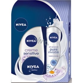 Nivea Pure Invisible Antitranspirant Deodorant Spray 150 ml + Creme Sensitive Duschgel 250 ml + Intensivcreme 30 ml, für Frauen Kosmetikset