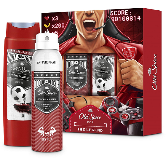 Old Spice Strong Slugger 250 ml Duschgel + Antitranspirant Spray 150 ml