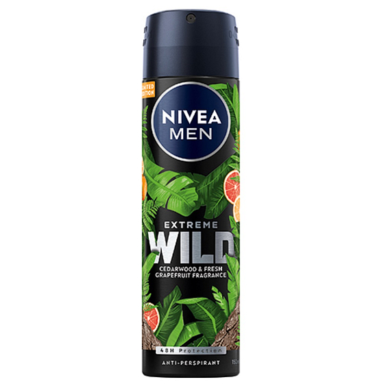 Nivea Men Extreme Wildes Zedernholz & Frische Grapefruit Antitranspirant Deodorant Spray für Männer 150 ml